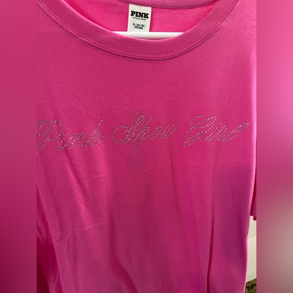 NWT Women’s Victoria Secret PINK Bling Campus Cotton Tee XL - Picture 2 of 6
